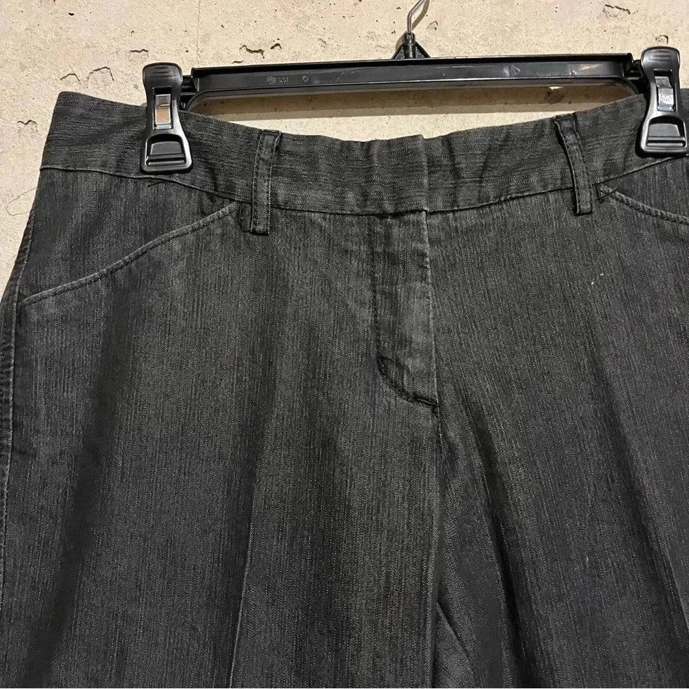 Express Womens Pants Gray Black Size 6 Editor Dress Pant Stretch Wide Leg Flare - Picture 8 of 10